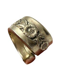 Primrose Silver Tone Wrap Ring Flowers Size 7.5 Fairycore Floral Whimsigoth READ